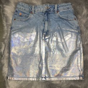 Holographic Denim Skirt